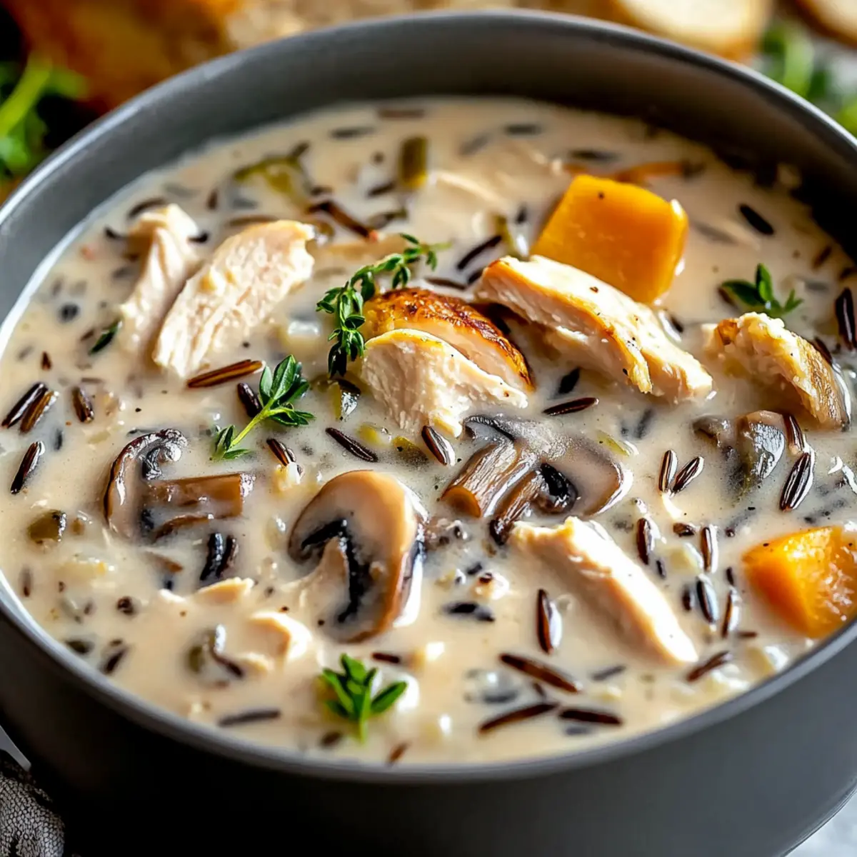 Creamy Mushroom Chicken and Wild Rice Soup