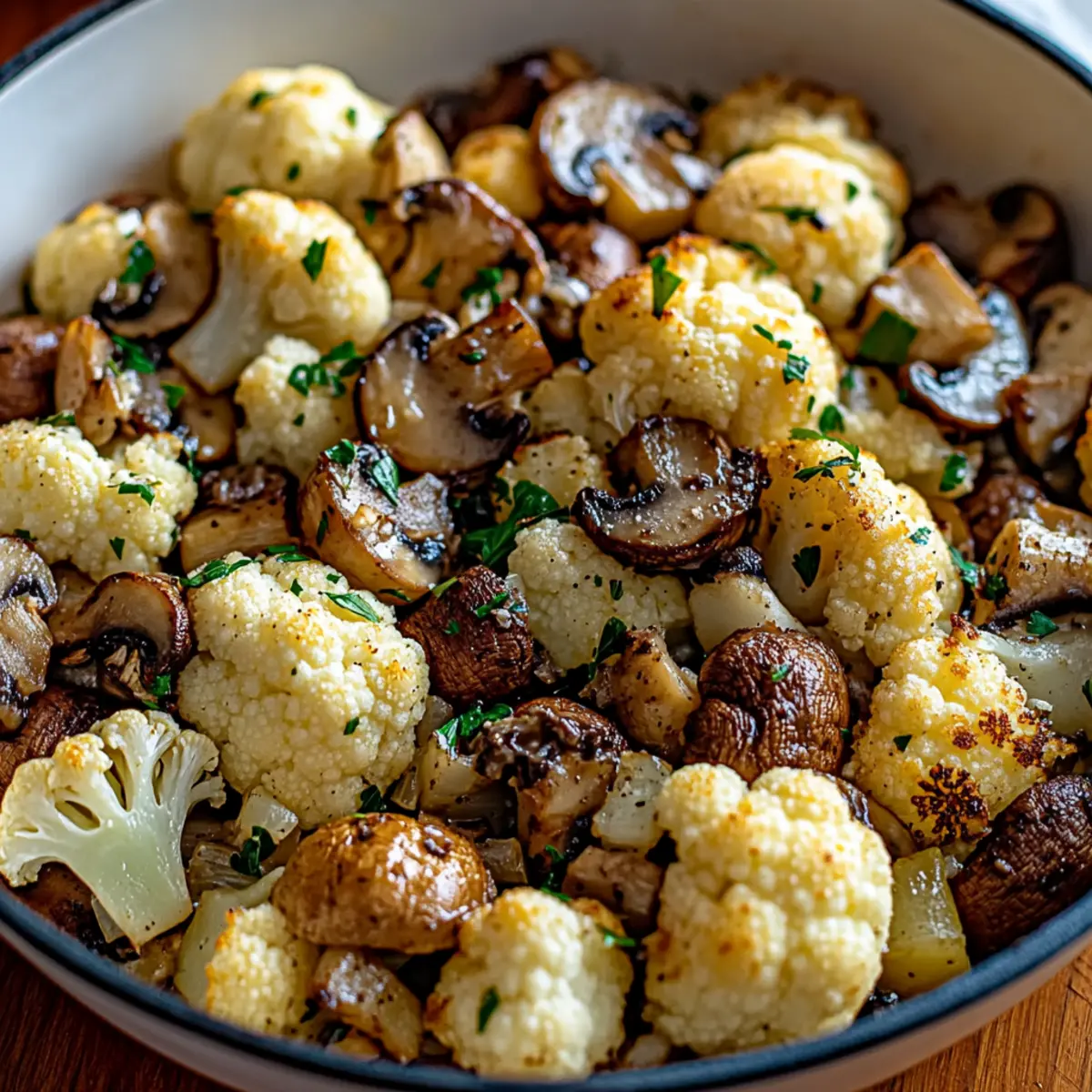 Garlic Cauliflower & Mushroom Skillet
