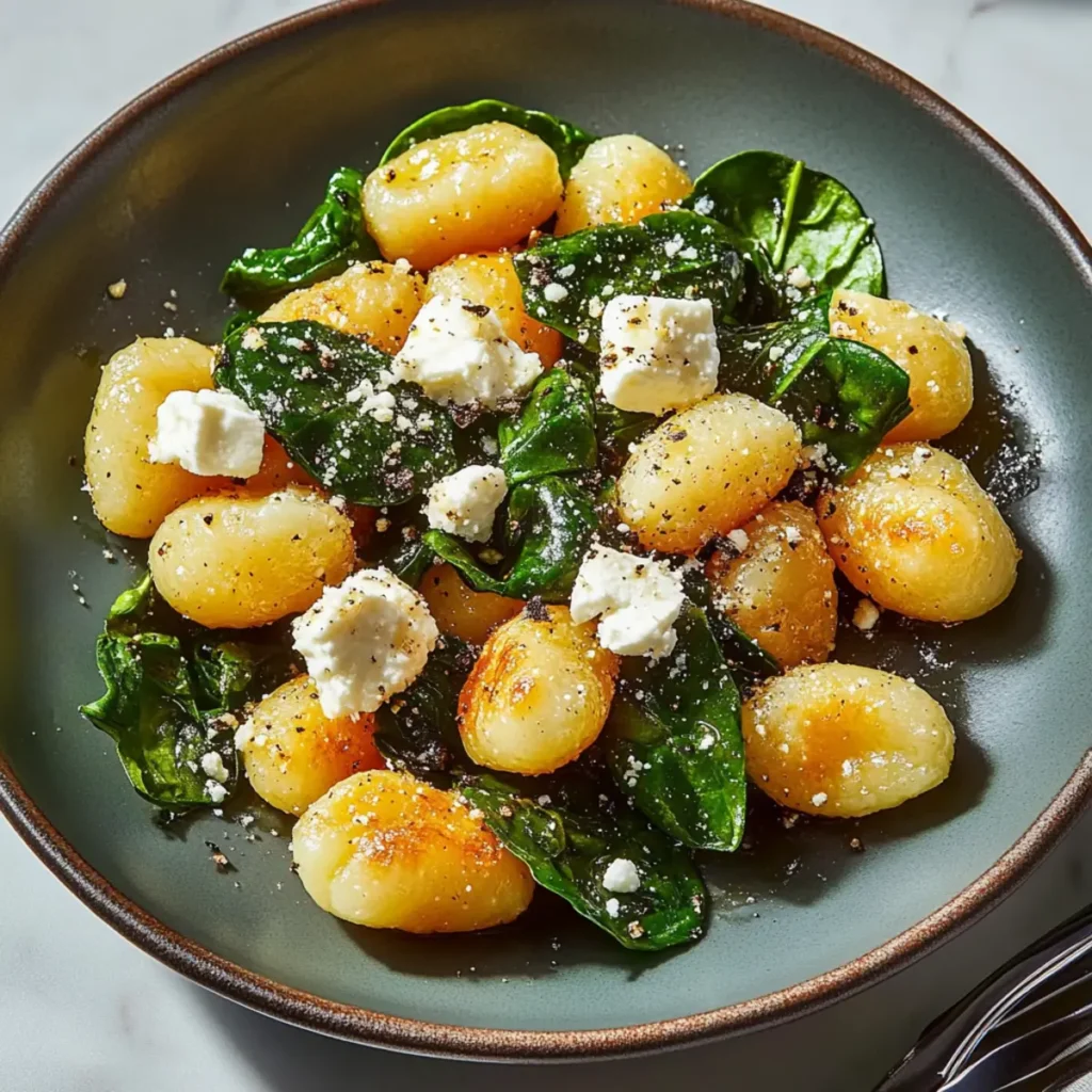Crispy Gnocchi with Spinach & Feta Salad Recipe You’ll Love