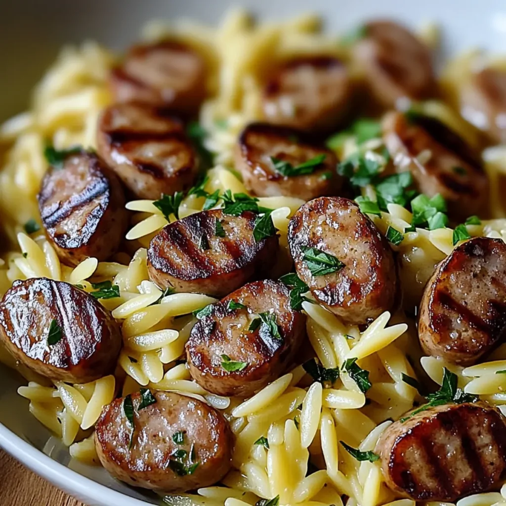 One-Pot Garlic Butter Sausage and Orzo Delight