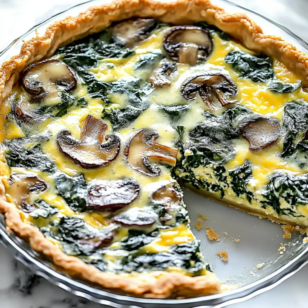 Delicious Spinach & Mushroom Quiche Recipe Without a Crust