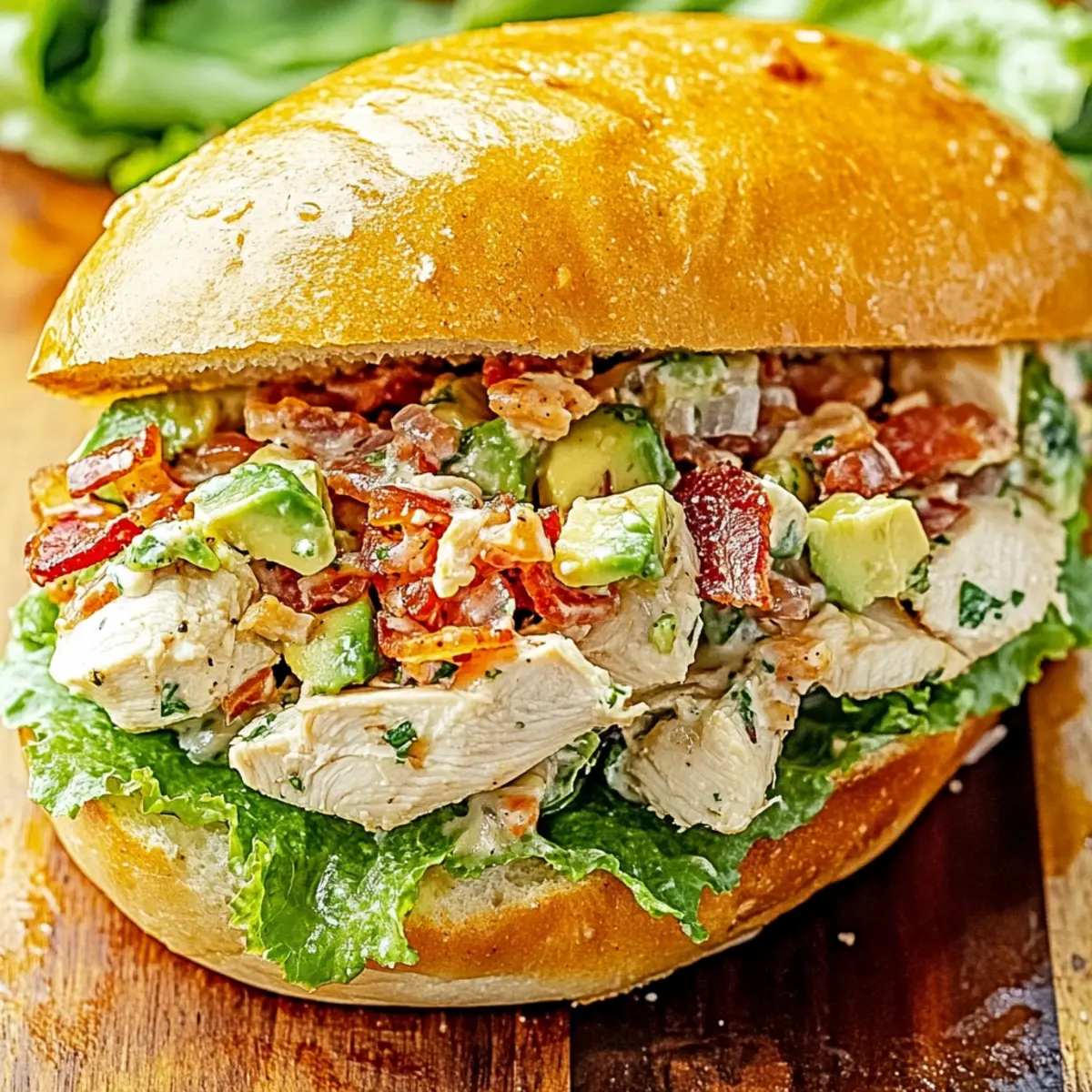 Easy Chopped Chicken Ranch Sandwich with Bacon and Avocado