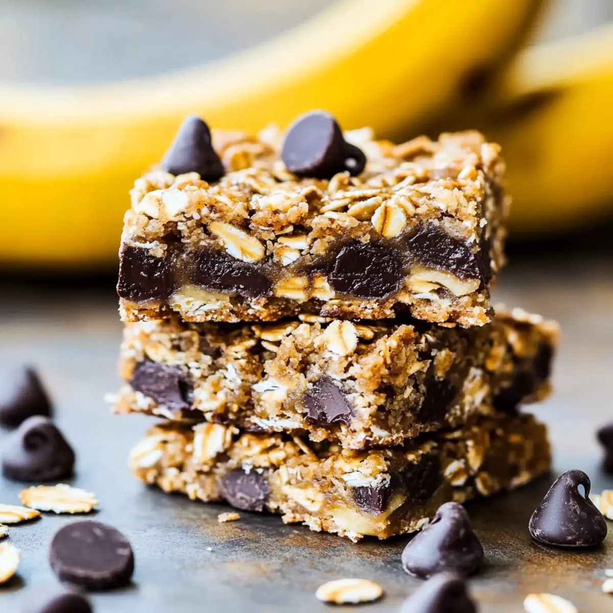 Healthy Banana Chocolate Chip Oat Bars