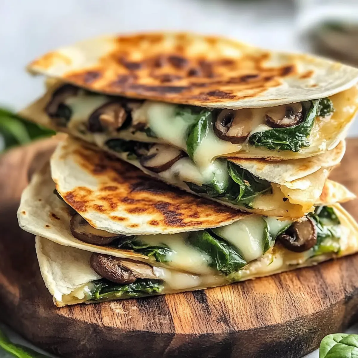 Baked Spinach Mushroom Quesadillas
