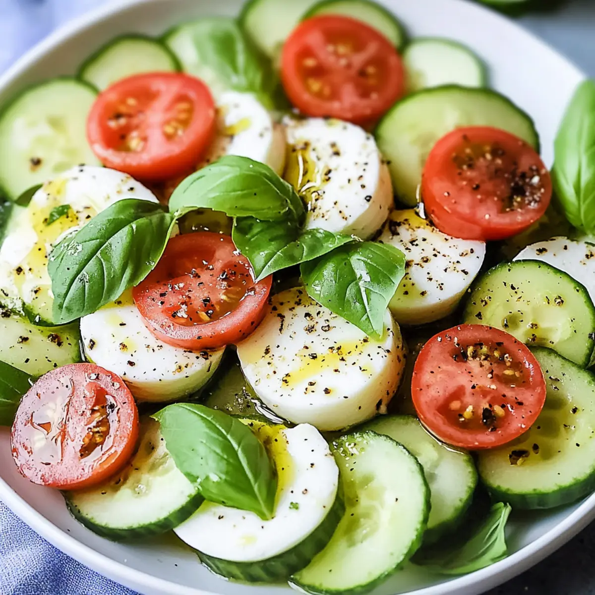 Fresh Cucumber Caprese Salad