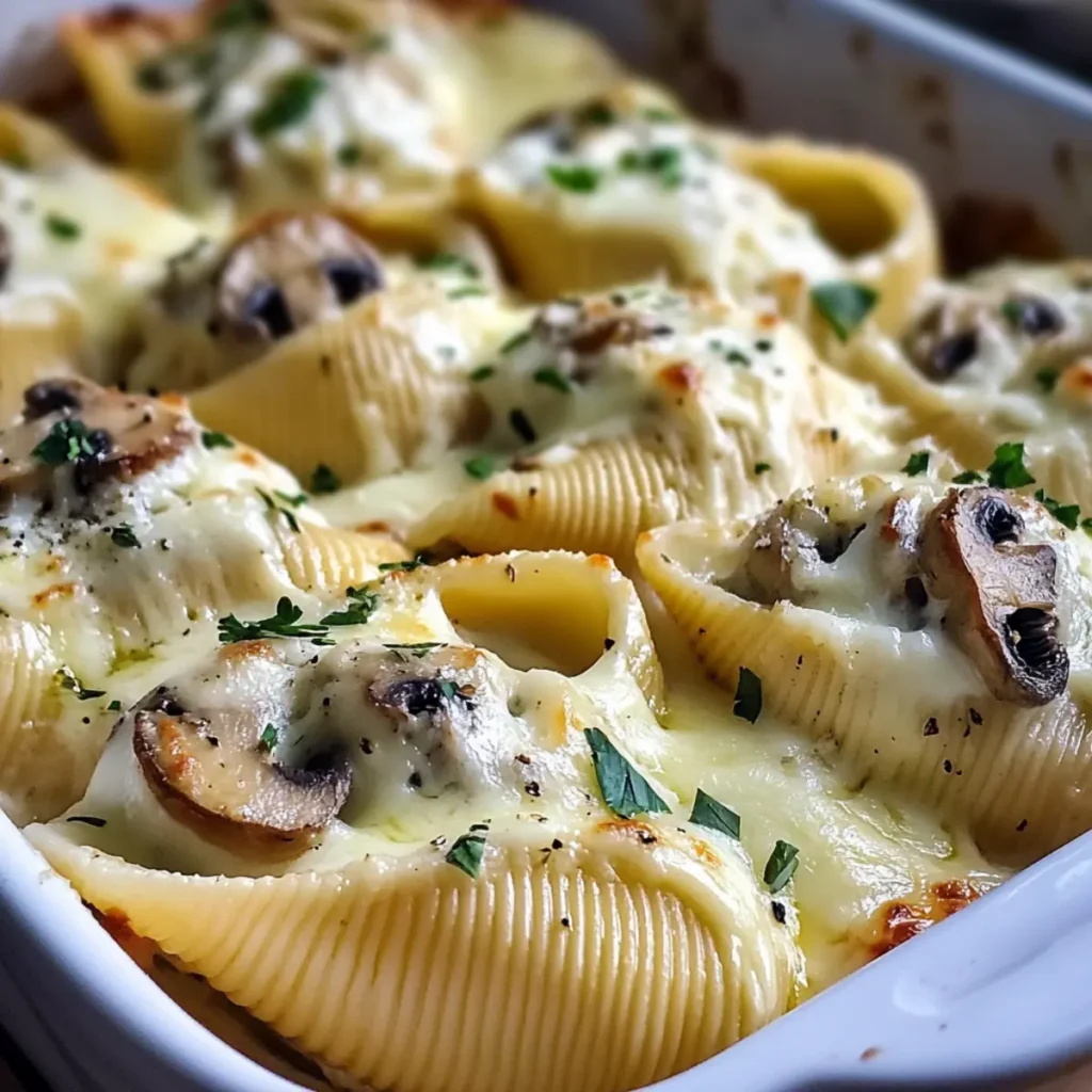 Creamy Garlic Mushroom Stuffed Shells