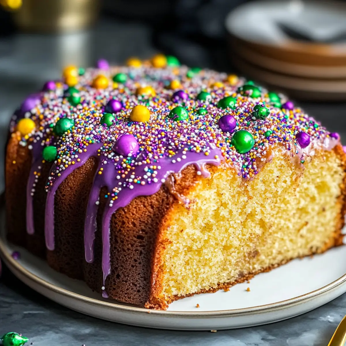 Mardi Gras Cinnamon Cake Loaf