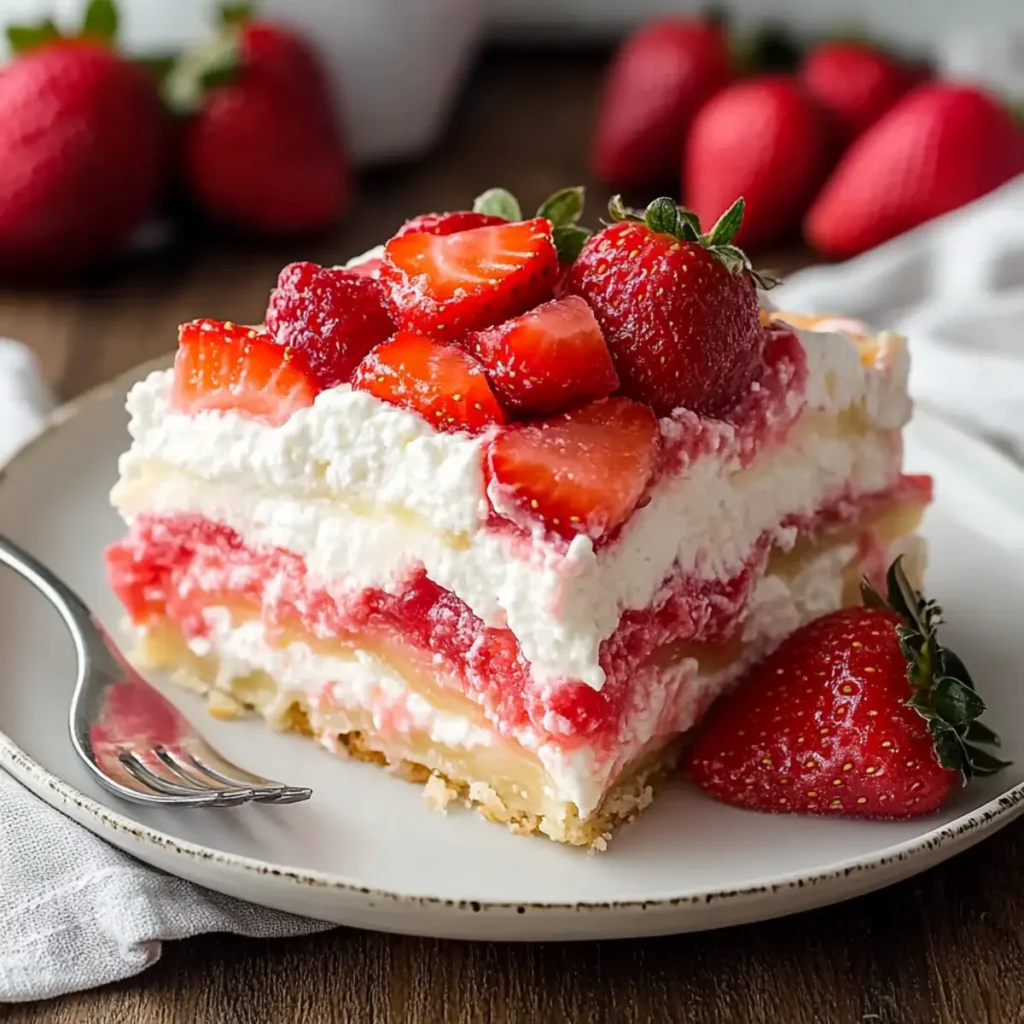 No-Bake Strawberry Jello Lasagna