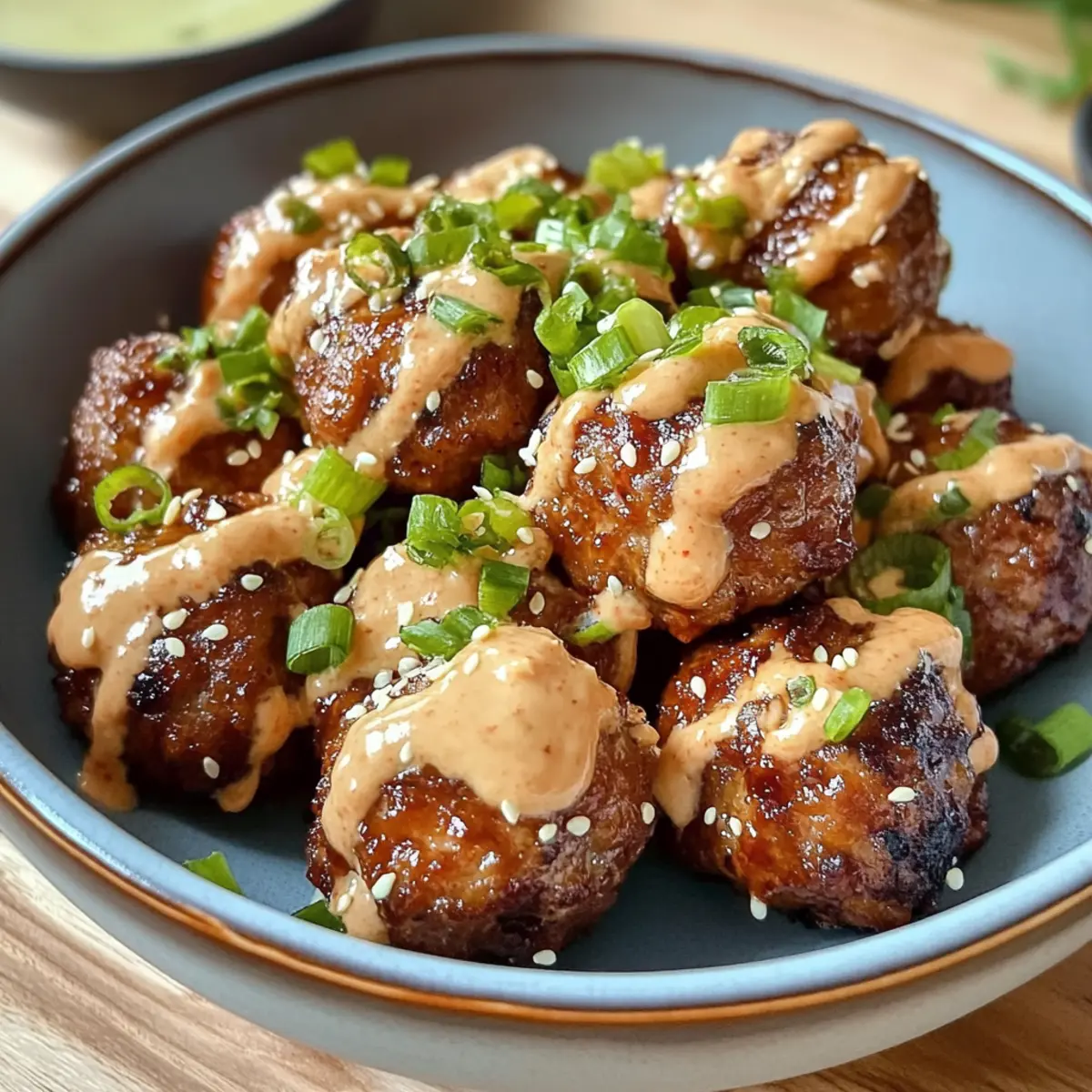 Korean BBQ Meatballs with Spicy Mayo Dip